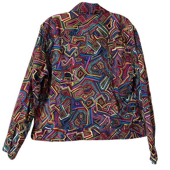 Chico’s Multi Color Zipper Jacket Chicos Size 2 Large 12 - Picture 2 of 13